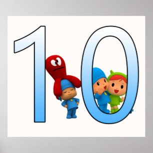 Affiche Pocoyo drôle anniversaire de enfant 10ème garçon e