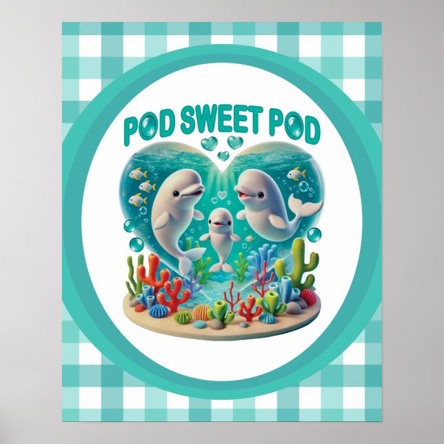 Affiche "Pod Sweet Pod" Famille de baleines (Devant)