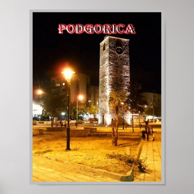Affiche Podgorica - Montenegro - The Clock Tower at Night (Devant)