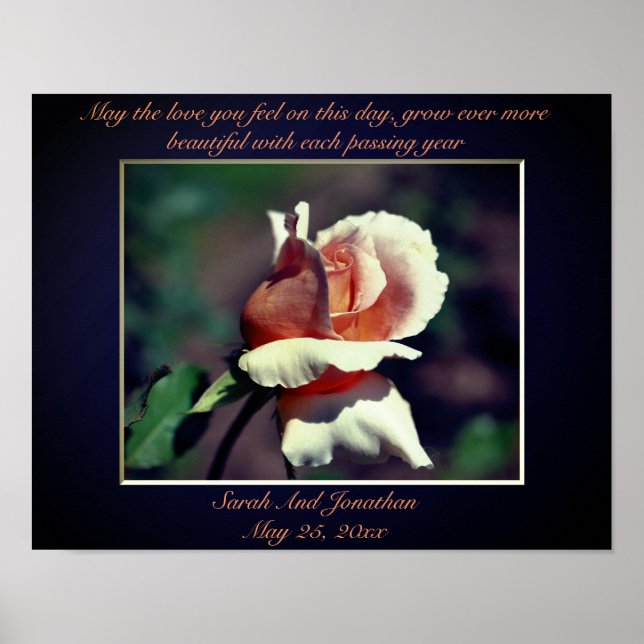Affiche Poeach Rosebud Cadeau Mariage personnalisé (Devant)