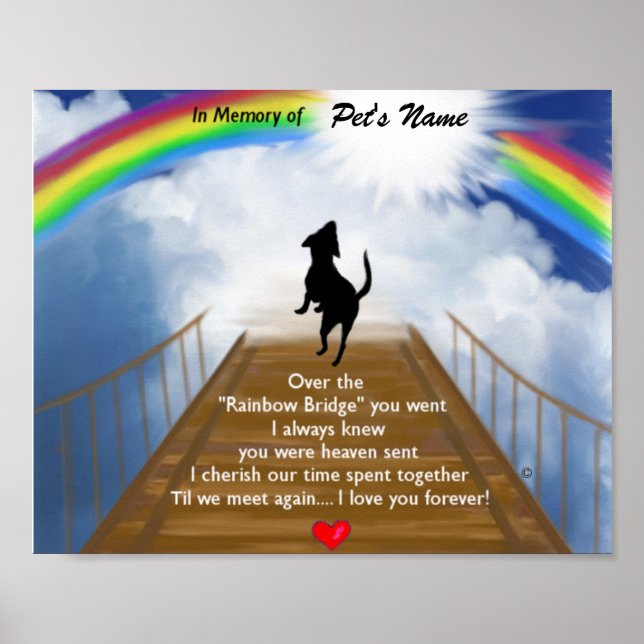 Affiche Poème commémoratif de Rainbow Bridge pour chiens (Devant)