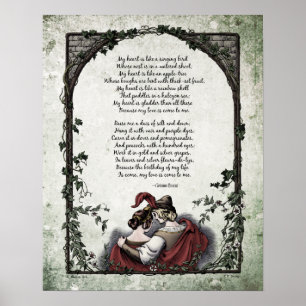 Affiche Poème d'art victorien Rossetti "Amour" 16x20