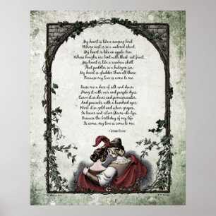 Affiche Poème d'art victorien Rossetti "Amour" 24x30