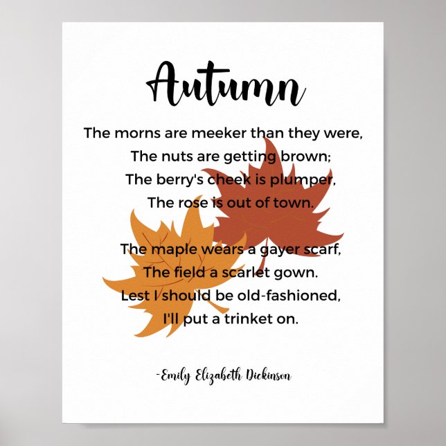 Affiche Poème d'automne d'Emily Elizabeth Dickinson (Devant)