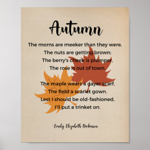 Affiche Poème d'automne d'Emily Elizabeth Dickinson Vinta