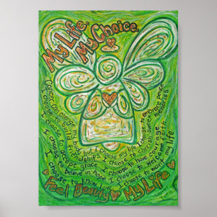 Affiche Poème de cancer Peinture Angel Vert Poème Poème Im