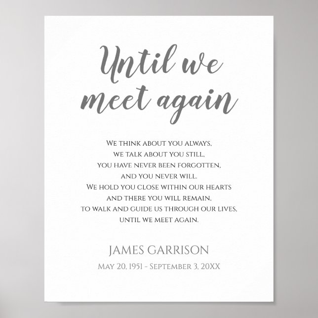 Affiche Poème de célébration de la vie en gris jusqu'à ce  (Devant)