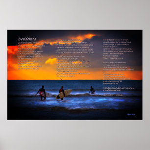 Affiche Poème de Desiderata sur le surf à l'affiche Sundow