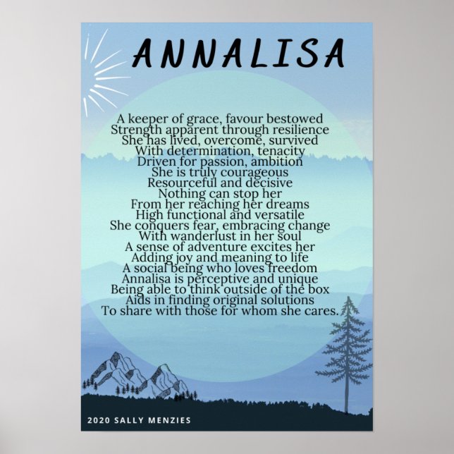 Affiche Poème de nom "Annalisa" (Devant)