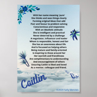 Affiche Poème de nom "Caitlin"