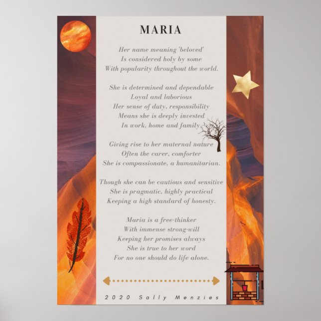 Affiche Poème de nom "Maria" (Devant)