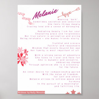 Affiche Poème de nom "Mélanie"