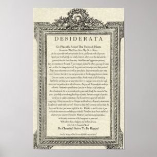 Affiche Poème Desiderata par Max Ehrmann Antique Mirror