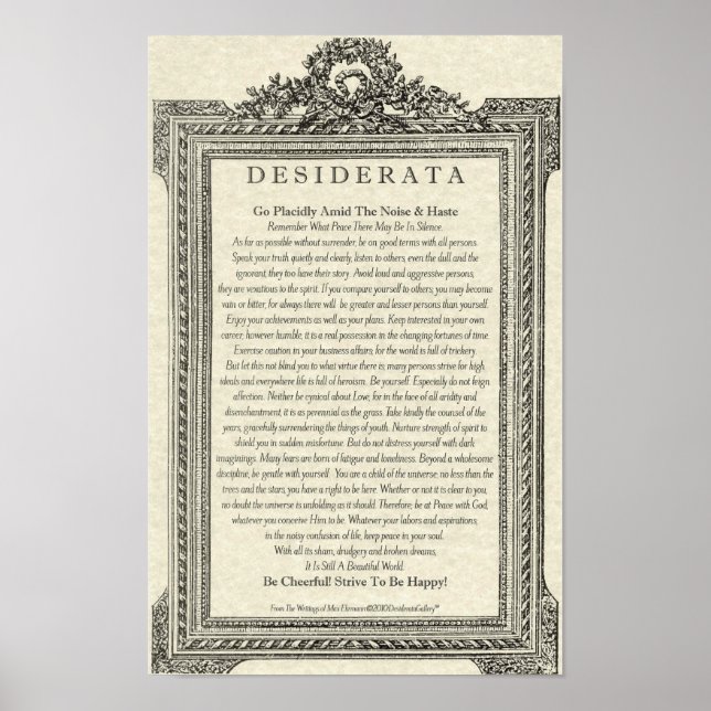 Affiche Poème Desiderata par Max Ehrmann Antique Mirror (Devant)