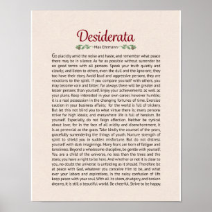 Affiche Poème Desiderata Poem Imprimer