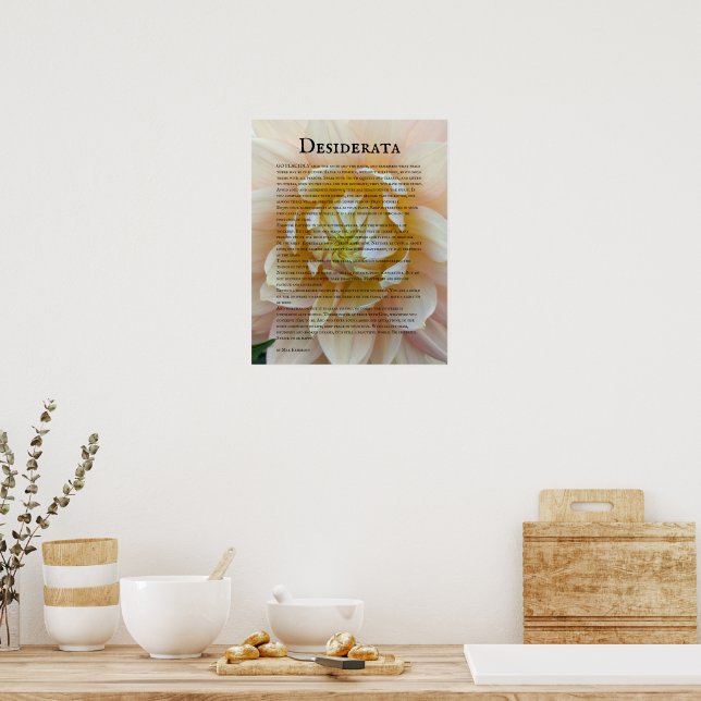 Affiche Poème Desiderata Rose Rose et Jaune (Cuisine)