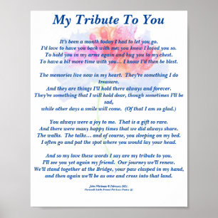 Affiche Poème : Hommage à un animal de compagnie décédé Af