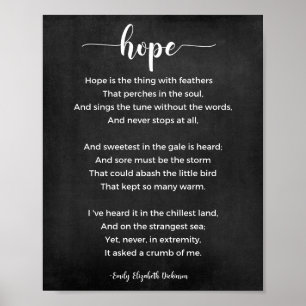 Affiche Poème Hope Poem noir et blanc