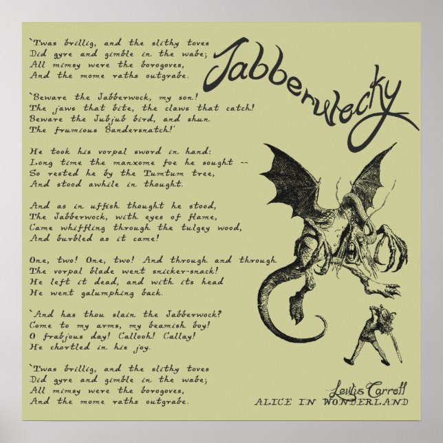 Affiche Poème Jabberwocky (Devant)