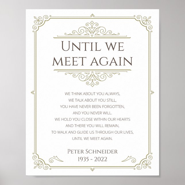 Affiche Poème mémorial vintage jusqu'à ce que nous nous re (Devant)