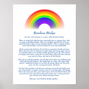 Affiche Poème Rainbow Bridge pour la perte d'animal de com