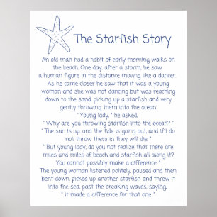 Affiche Poème Starfish, histoire Starfish, cadeau Foster m