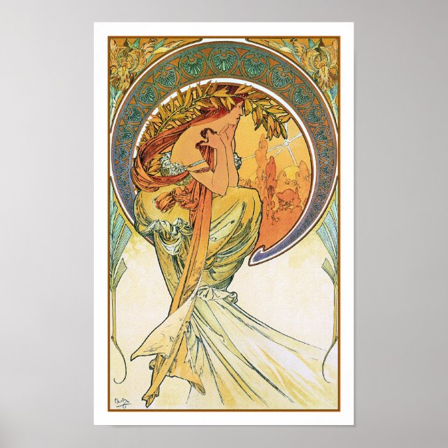 Affiche POÉSIE de la série "Les Arts" de Mucha (Devant)