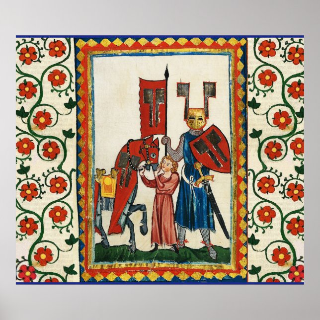 AFFICHE POÈTE ALLEMAND COMME MINIATURE MÉDIÉVALE DE LA NUI (Devant)