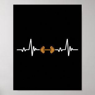 Affiche Poids Barbell Heartbeat Gym Bodybuilding Lifting