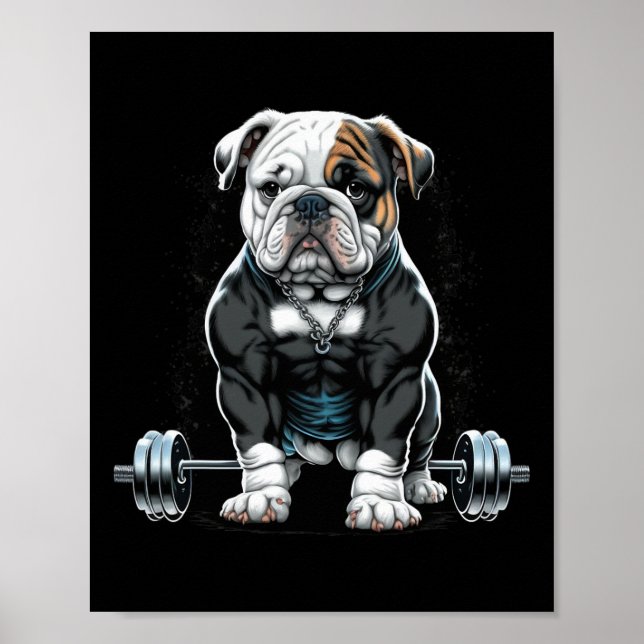 Affiche Poids Chien Fun Fitness Gym Bulldog (Devant)