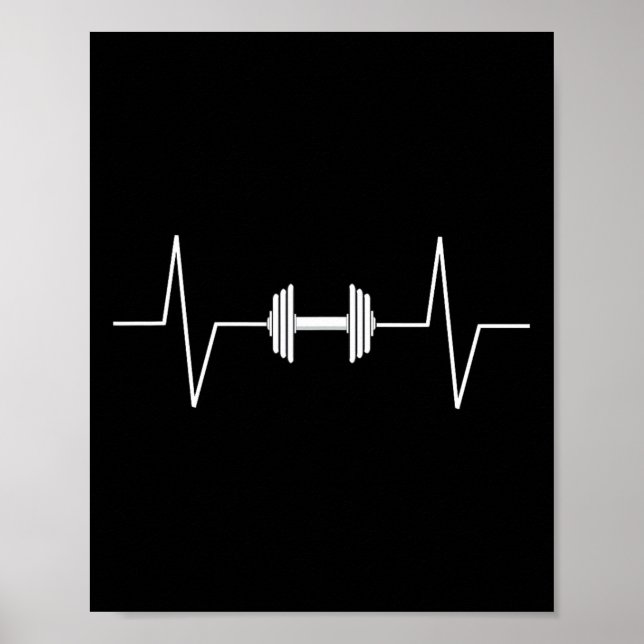 Affiche Poids Dumbbell Heartbeat Ekg Pulse Tee Gif (Devant)