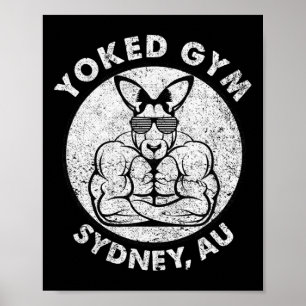 Affiche Poids Lift Yoked Gym Sydney Flex Muscle Kangaroo