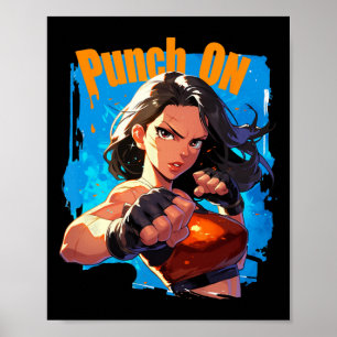 Affiche Poinçon Sur femme forte de kickboxing Fighter