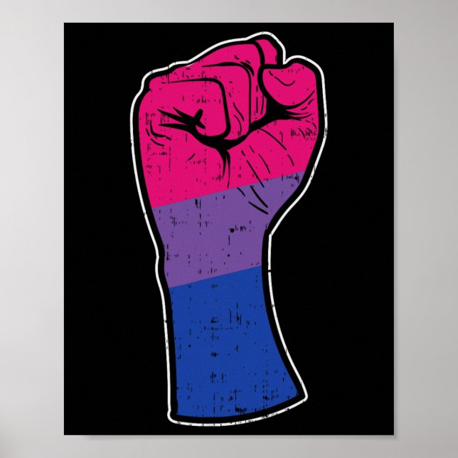 Affiche Poing Biual Bi Fierté Drapeau Support Résister Dro (Devant)