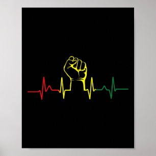 Affiche Poing Black Power Battement de coeur Fierté afro-a