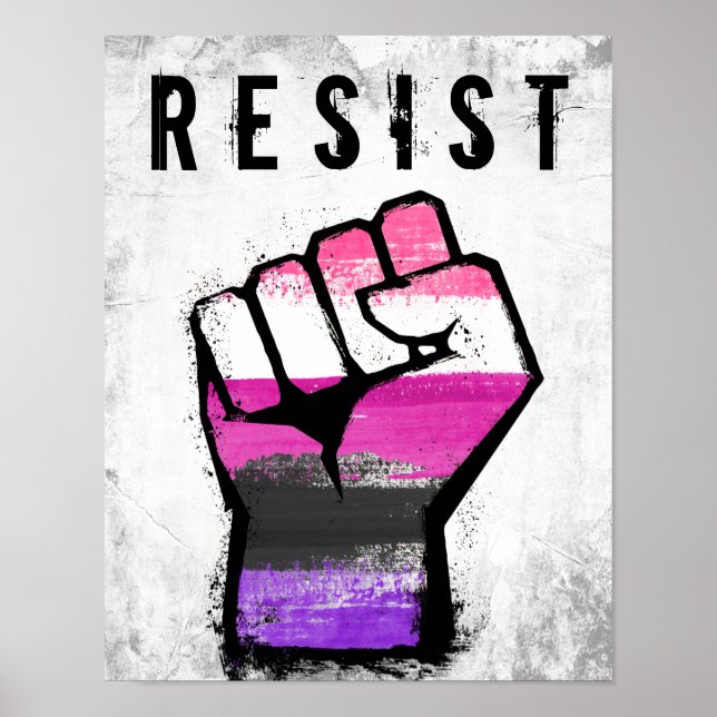 Affiche Poing de fierté genderfluid (Devant)