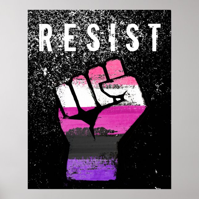 Affiche Poing de fierté genderfluid (Devant)