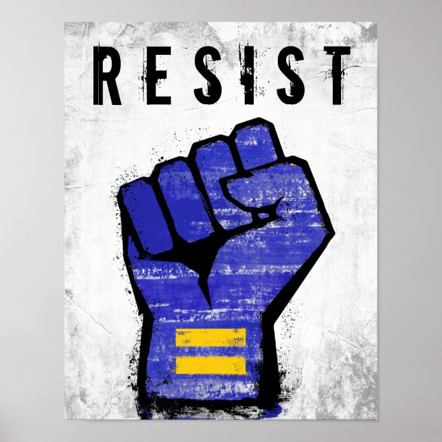 Affiche Poing de protestation bleu (Devant)