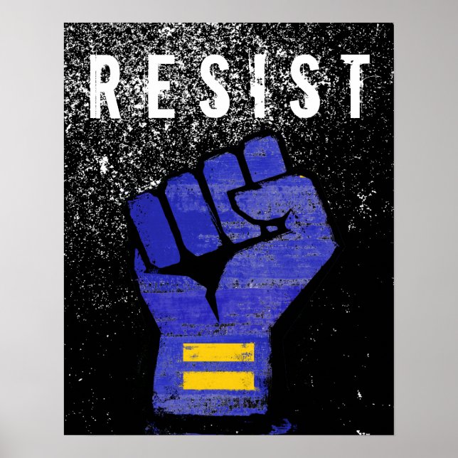 Affiche Poing de protestation bleu (Devant)