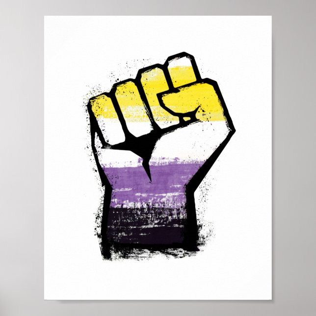 Affiche Poing de protestation de fierté non binaire (Devant)