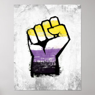Affiche Poing de protestation de fierté non binaire