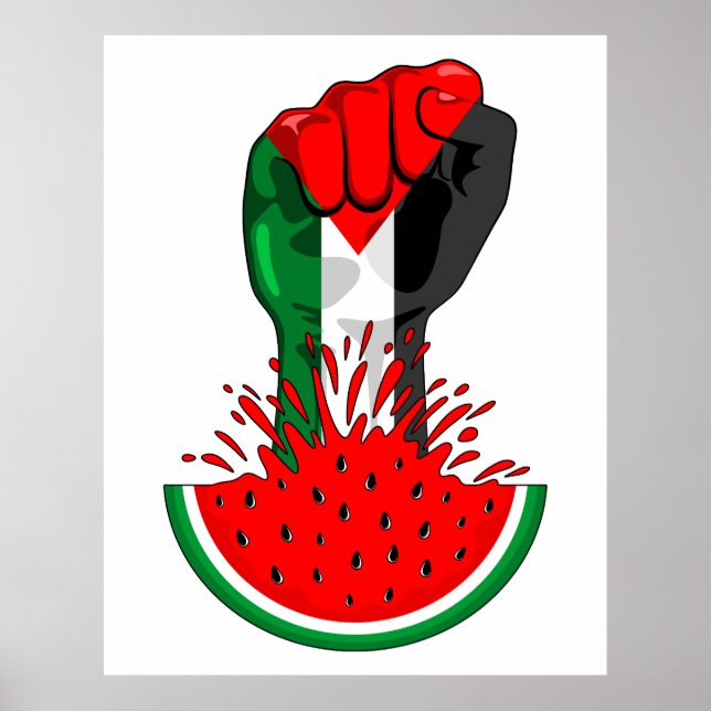 Affiche Poing de résistance palestinienne sur le symbole d (Devant)