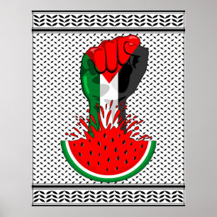 Affiche Poing de résistance palestinienne sur le symbole d