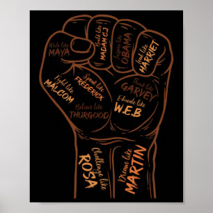 Affiche Poing fermé inspirant les leaders noirs Mois de l'