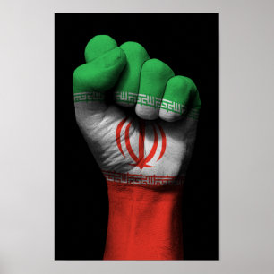 Affiche Poing serré augmenté avec le drapeau iranien