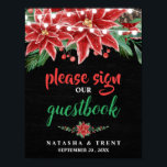 Affiche Poinsettia Chalkboard Christmas Guestbook Wedding<br><div class="desc">Poinsettia Chalkboard Christmas Guestbook Wedding</div>