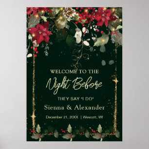 Affiche Poinsettia Holly Bienvenue au Réveillon Panneau de