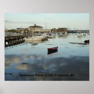 Affiche Point de Sakonnet, port, petit Compton, RI