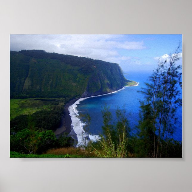 Affiche Point de vue de la vallée de Waipio, Hawaii, Impre (Devant)