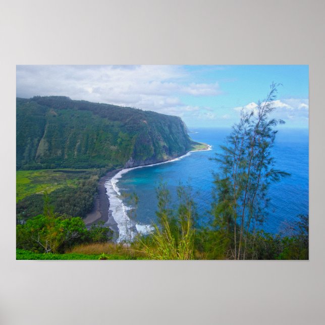 Affiche Point de vue de la vallée de Waipio, Hawaii, Impre (Devant)